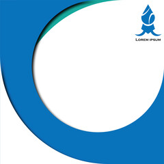 blue and white color background template for instagram with editable logo