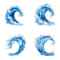 blue liquid wave isolated cutout, element energy fluid flow