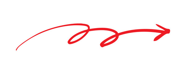 手書きのくるくる矢印 赤