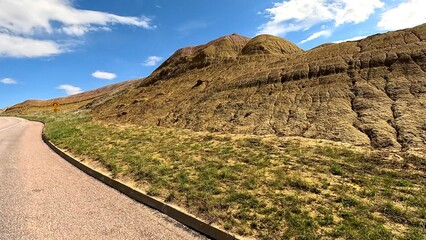 Exploring Spires, Buttes and canyons in Badlands South Dakota ancient eroding landscape on what was once ancient seabed