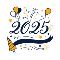 Naklejka premium Festive New Year 2025 Design