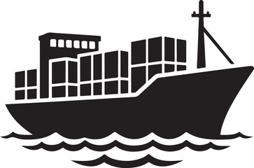 Majestic Silhouette of a Cargo Ship Sailing the Ocean Waves