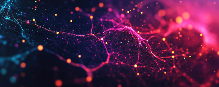 Abstract colorful background illustrating digital connections and networks.