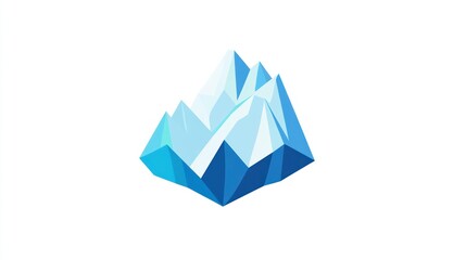 Abstract Crystalline Mountain Peak: A Low-Poly Blue Glacial Masterpiece