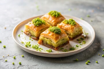 Minimalist Turkish Food Photography:  Simple Plate of Delicious Baklava