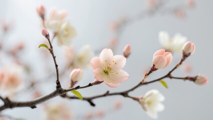 Fototapeta premium Delicate Springtime Flowering Branch in Soft Focus.