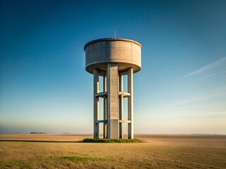 Minimalist Wiltshire Water Tower: Concrete Structure against Sky
