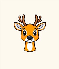 Obraz premium Icon of a deer in a cartoon line style. Simple deer icon.