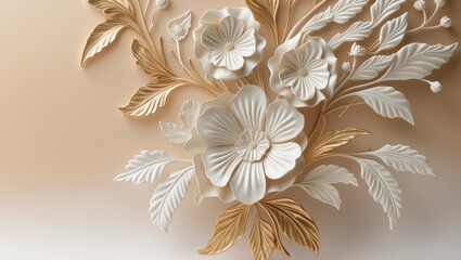 Elegant ornate floral embossed design on soft cream background