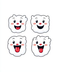Fototapeta premium Minimalistic ghost icon in a simple cartoon Halloween face style.