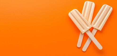 It's time to create content. The concept is represented by the words "Content creation" on a stylish wooden stick. The scene features a beautiful orange table and background. This is a
