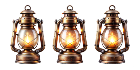 antique lantern emits a warm on white background PNG.AI GENERATED