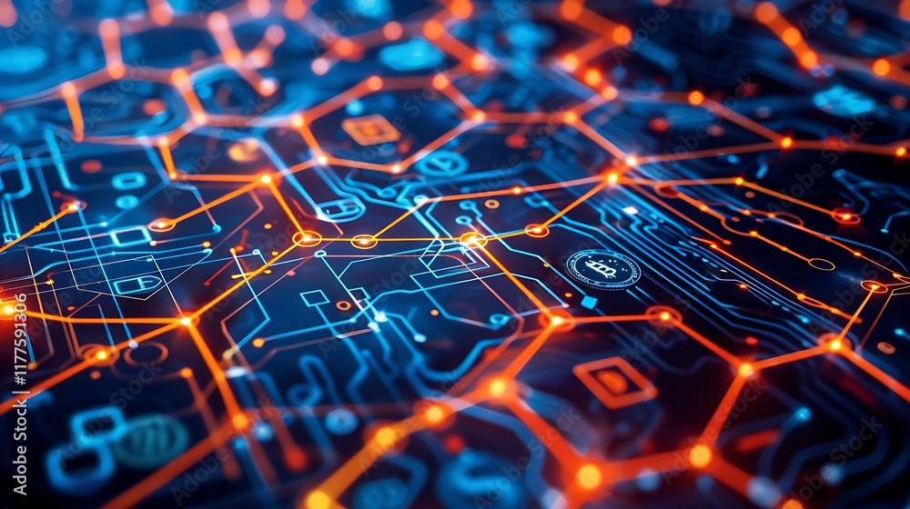 Poster digital ledger with transaction records, showing the transparency and immutability of blockchain tec