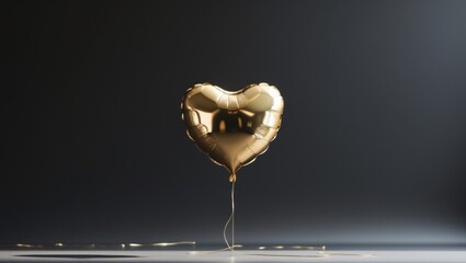 Golden Heart Balloons with Black Background for Celebratory Events.