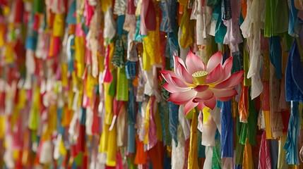 Fototapeta premium of a lotus flower used in a festival decoration, highlighting its cultural importance and beauty. | Lotus 