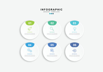 Business vector infographic design template with icons and 6 options or steps.