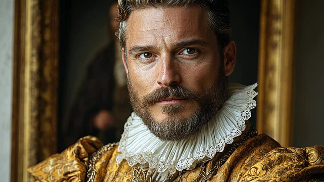 Nobleman with Ruff Posing for Portrait