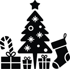 Black Christmas template silhouette vector