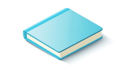 A Stunning Isometric Illustration of a Light Blue Hardcover Book