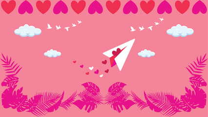 Happy Valentine's Day banner ,with flower and decoration.