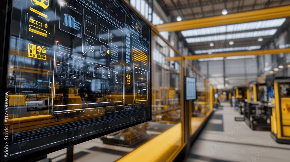 Aufkleber futuristic interface displaying real time production data and key performance indicators - kpis - on