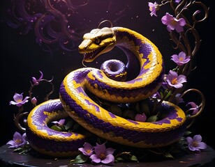 Fototapeta premium Chinese new year of the snake, colorful snake representing the new year
