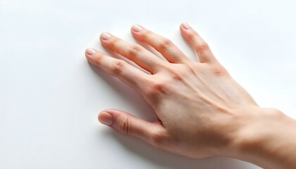 Hand Gesture with Manicure, Representing Beauty, Care, and Health Concept, with Focus on Nails and Skin in a Spa or Cosmetic Context


