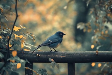 Obraz premium Bluebird on a Wooden Fence