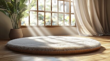 A white platform with a matching white curtain as the backdrop. Suitable for product showcases or minimalist settings