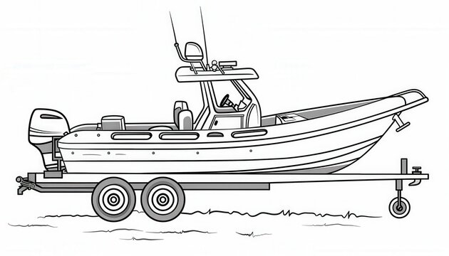 black and white boat on trailer clip art preview