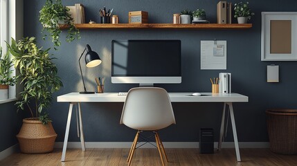 A minimalist setup for a home office with an organized workspace
