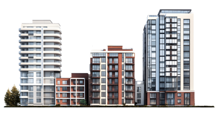 3d render of modern building isolated on transparent.