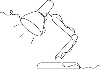 one line art desk lamp vector illustration. line art, one continuous line, simple, hand drawn and sketch style. for icons, symbols, signs or logos. PNG