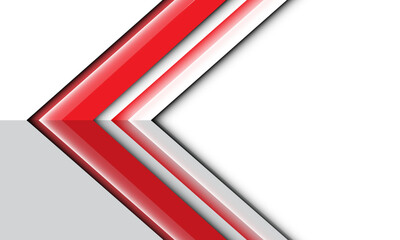 Abstract red light black arrow direction geometric on white blank space design modern futuristic technology creative background vector