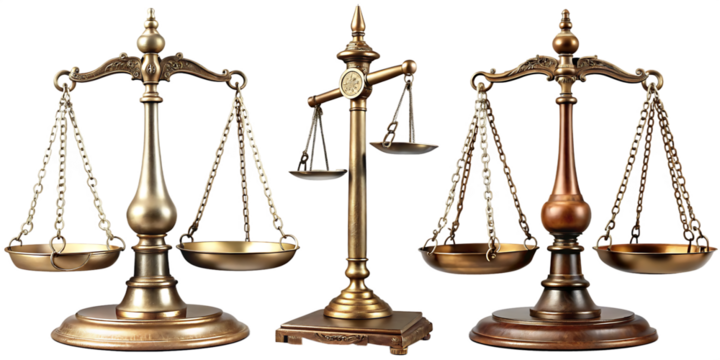 set of scales of justice cut out isolated on white background PNG.AI GENERATED