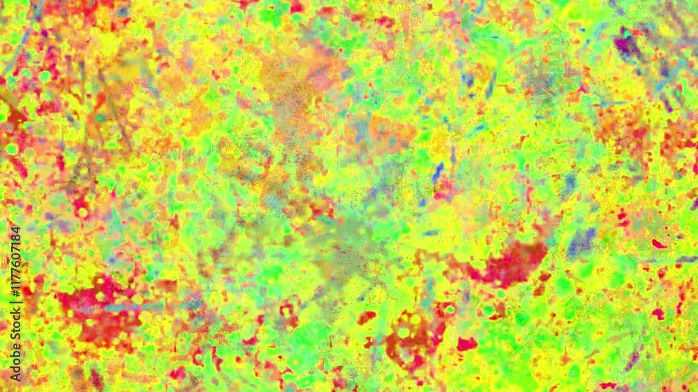 Wall mural paint splat yellow flight background 4k loop features splats of predominantly yellow and red paint a