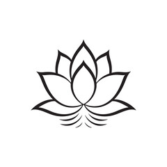 Minimalistic Monochrome Lotus Flower Icon Design, lotus silhouette.