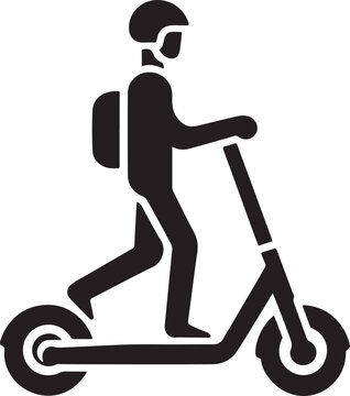 recommend clip art: Efficient transportation silhouette of a person riding electric scooter vector