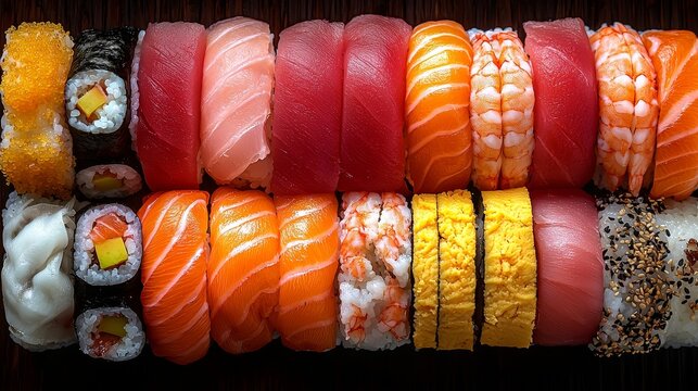 Introducing a minimalist sushi set that celebrates simplicity. With its clean and uncluttered layout, the set emphasizes the freshness and artistry of the sushi, making it look both attractive and