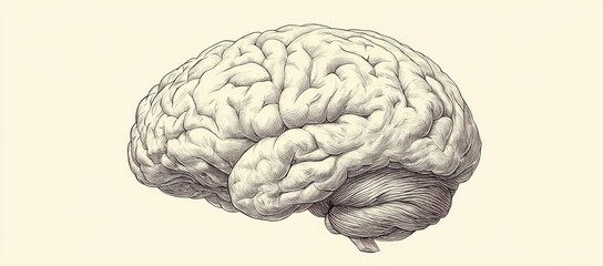 Fototapeta premium Detailed anatomical illustration of a human brain, showcasing its intricate structure and folds.