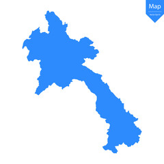 Obraz premium Blue map of Laos isolated on white background. Vector illustration eps10. 