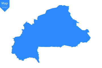 Blue map of Burkina Faso isolated on white background. Vector illustration eps10.	
