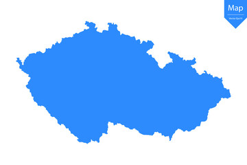 Blue map of Czech Republic isolated on white background. Vector illustration eps10.	
