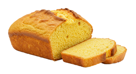 Fresh Baked Cornbread Bread Loaf, Bakery Food, Isolated Transparent PNG, Large Format
