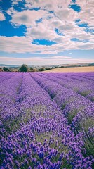 Fototapeta premium Lavender Fields: A Serene Summer Landscape in Purple Hues