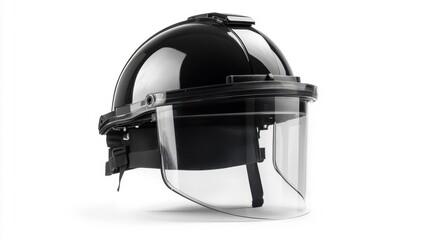 Fototapeta premium Black Safety Helmet with Transparent Face Shield