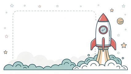 cute rocket mockup copy space illustration background