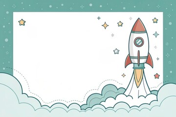 cute rocket mockup copy space illustration background