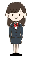ブレザーを着た女子高校生の全身