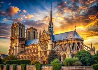 Obraz premium Notre Dame Cathedral Spire Before Collapse: High-Resolution Stock Photo